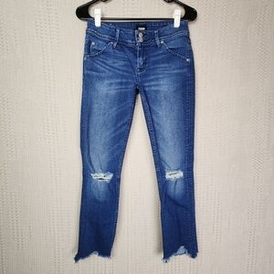 HUDSON Collin Cropped Skinny Jeans w/ Frayed Hem 26